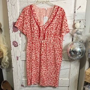 Red and White Patterned Mini Dress